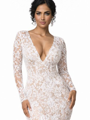 Custom Lace Mermaid Wedding Gown | Deep V Bridal Dress | Made to Measure Couture
