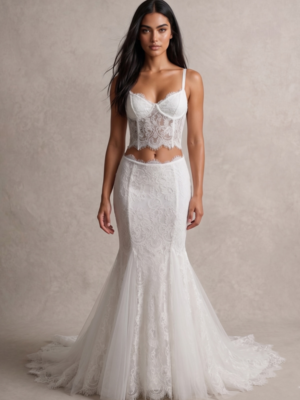 modern lace wedding gown